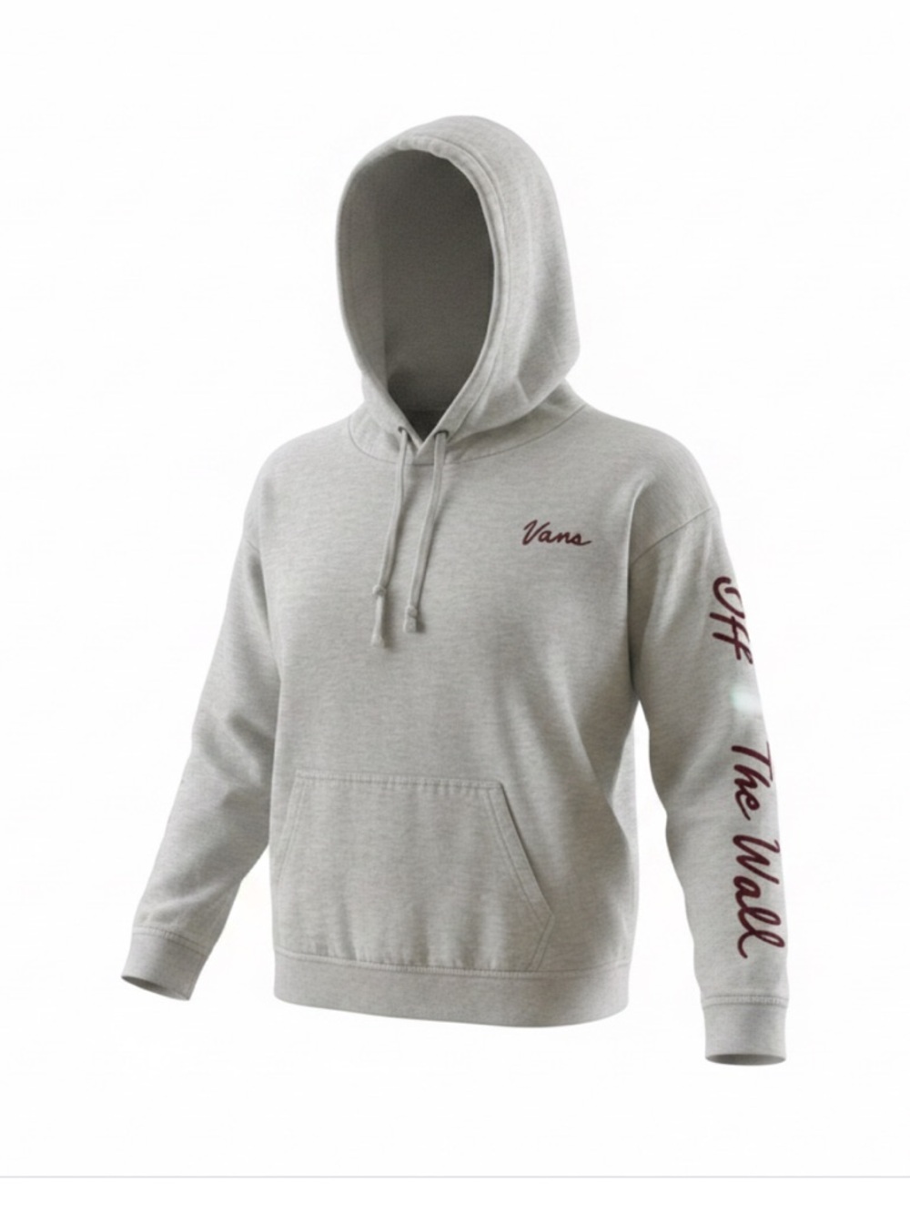 Vans Light Gray Script Logo Graphic Sleeve Pullover Hoodie Y2K Large